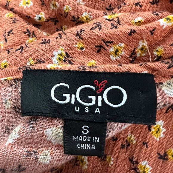 Gigio Womens Floral Mini Dress Short Sleeve Cinched Waist Orange/Multi Small - Picture 7 of 8